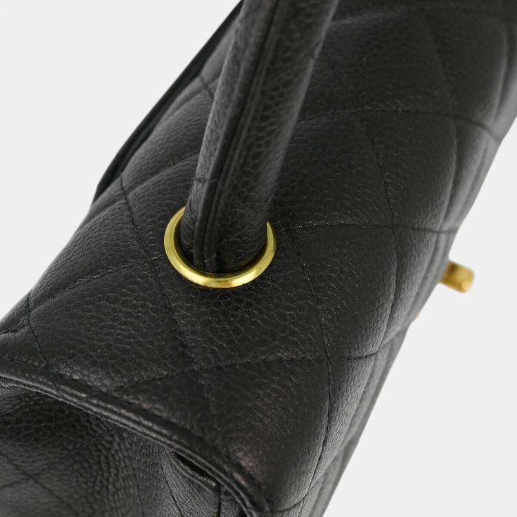 Pre Owned Chanel Black Calfskin Top Handle Handbag