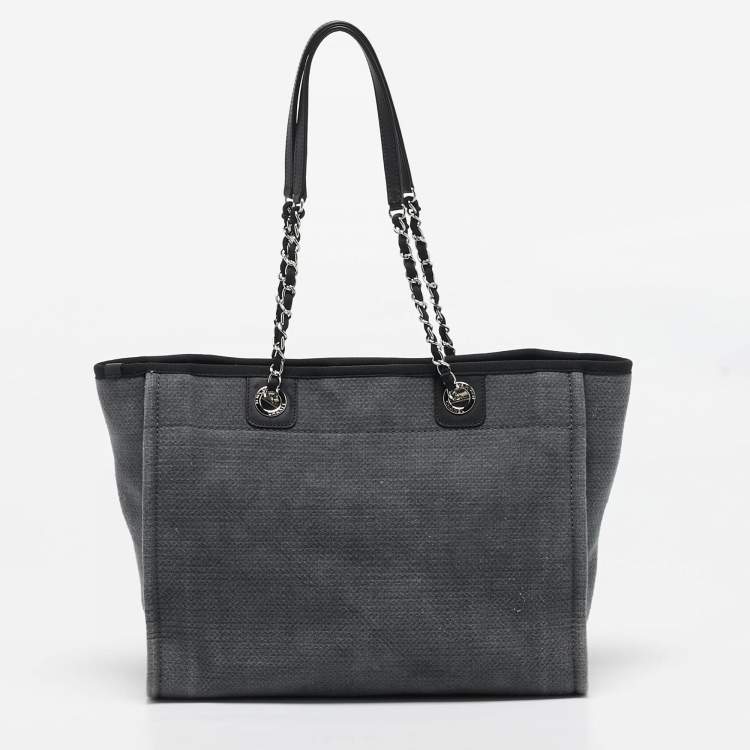 Pre Owned Chanel Grey Canvas Medium Deauville Shopper Tote