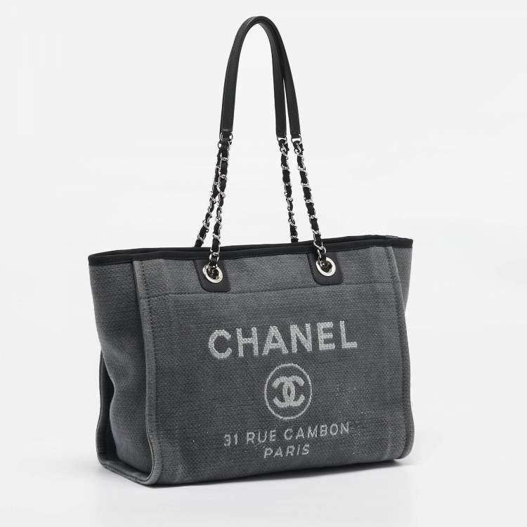 Pre Owned Chanel Grey Canvas Medium Deauville Shopper Tote