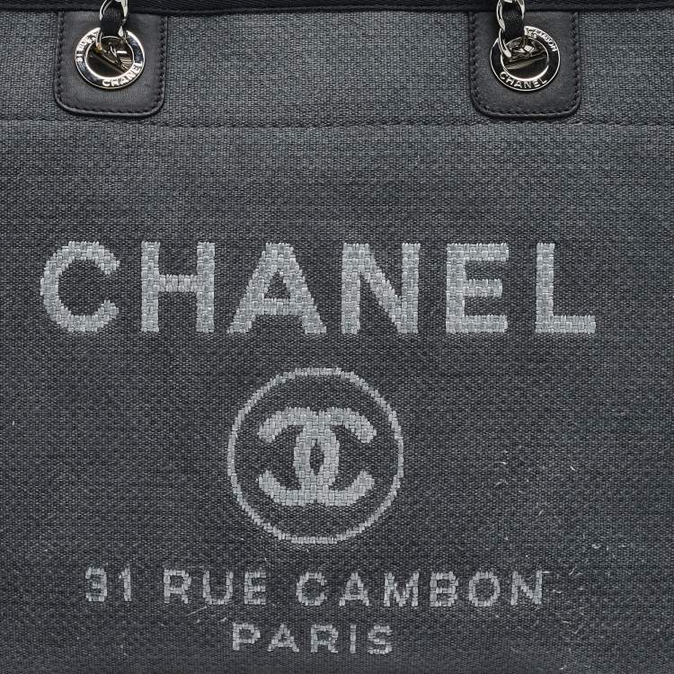 Pre Owned Chanel Grey Canvas Medium Deauville Shopper Tote