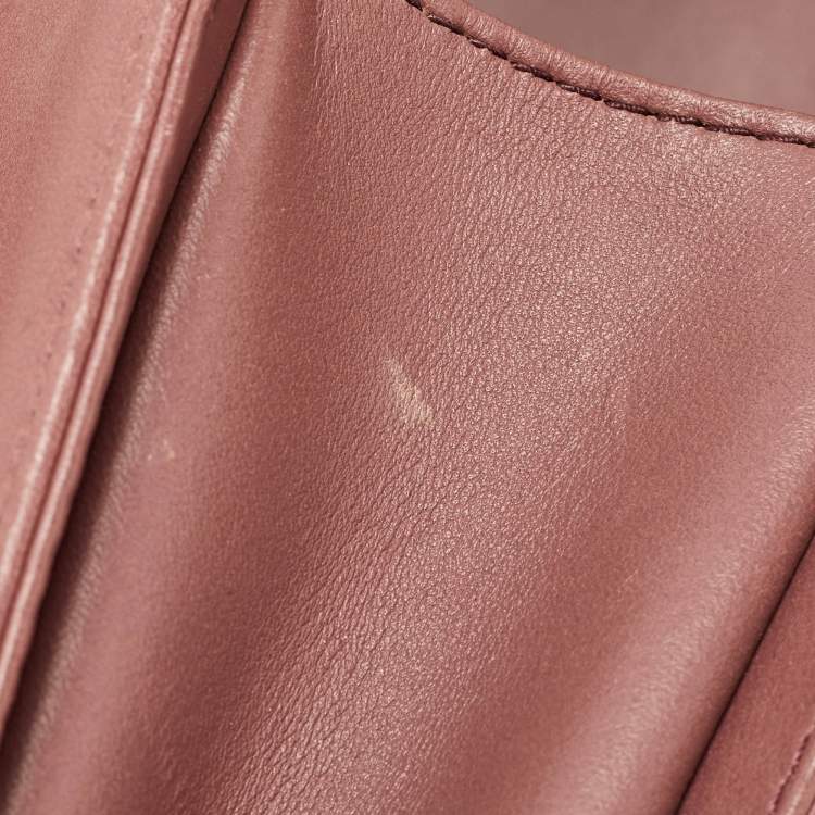 Pre Owned Chanel Rose Pink Python Medium Boy Flap Top Handle Bag