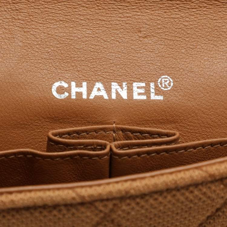 Pre Owned Chanel Beige Jersey and Patent Leather Reissue E/W Flap Bag