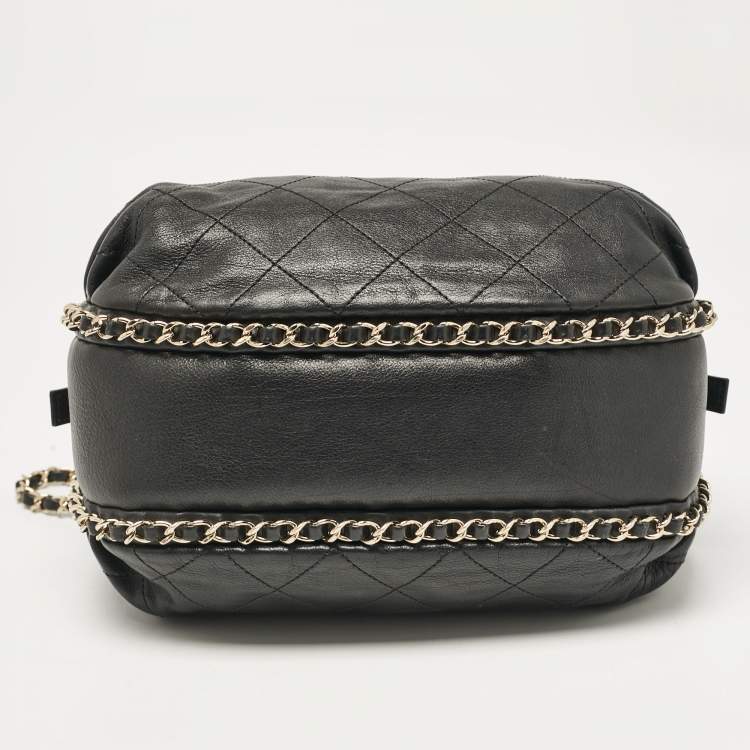 Pre Owned Chanel Black Quilted Leather Coco Shelter Bowling Bag