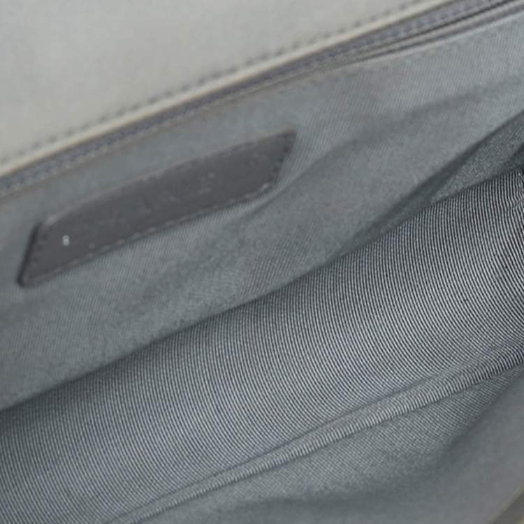 Pre Owned Chanel Grey/Silver Leather and Stingray Medium Boy Flap Bag