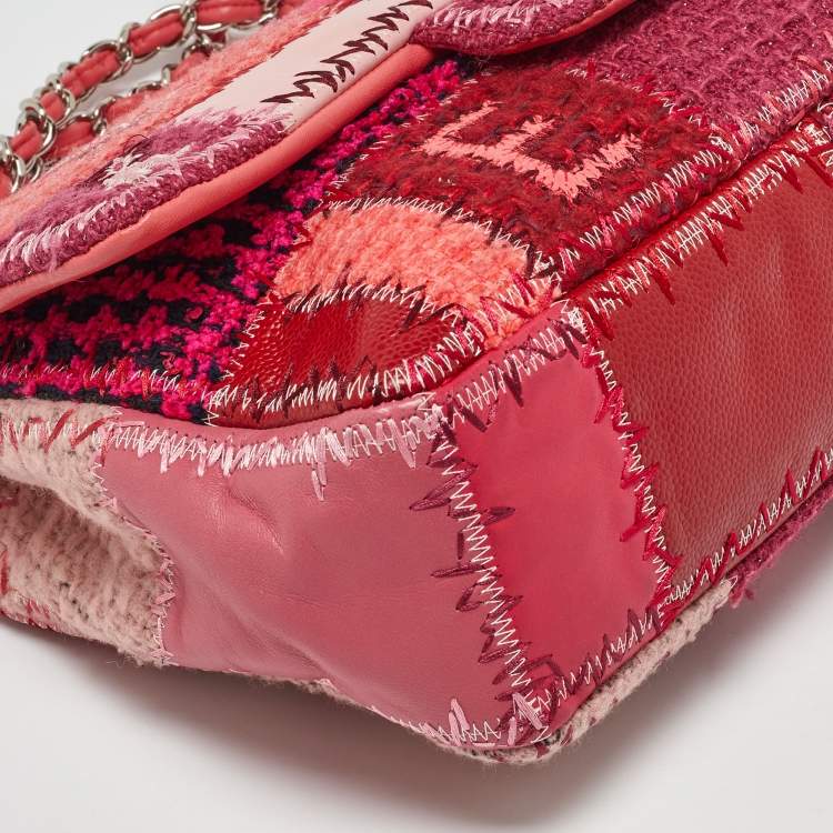 Pre Owned Chanel Multicolor Leather and Fabric Classic Patchwork Jumbo Single Flap Bag