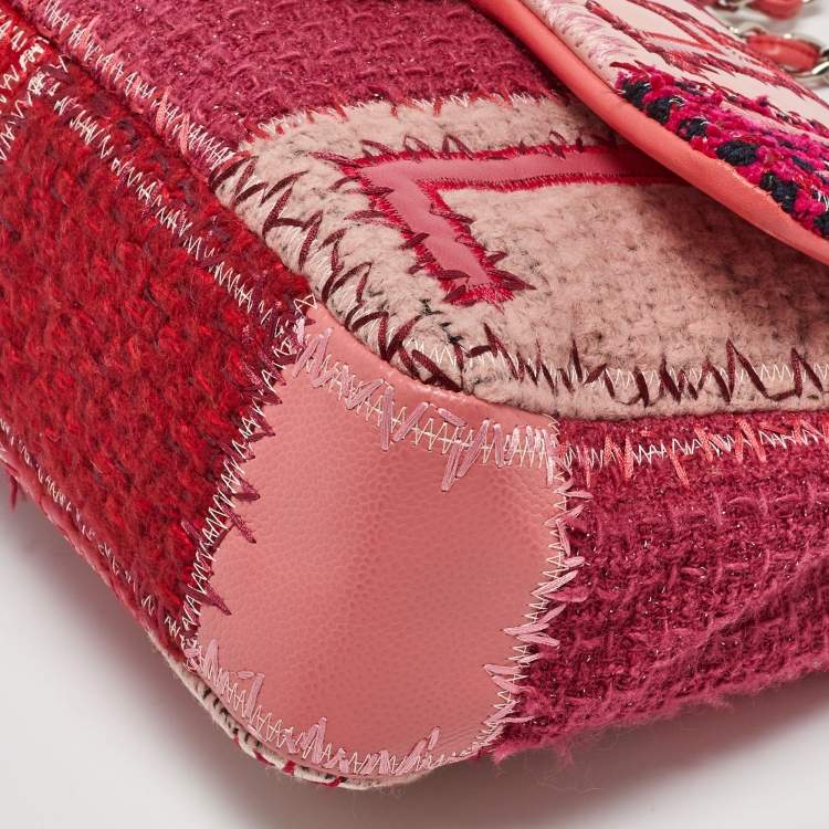 Pre Owned Chanel Multicolor Leather and Fabric Classic Patchwork Jumbo Single Flap Bag