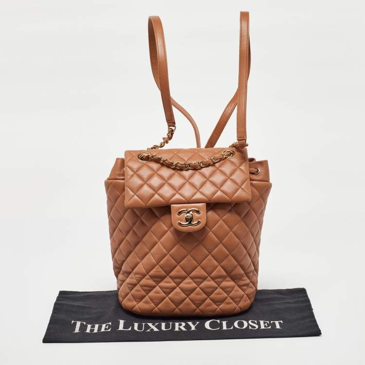 Pre Owned Chanel Sand Brown Quilted Leather Urban Spirit Backpack