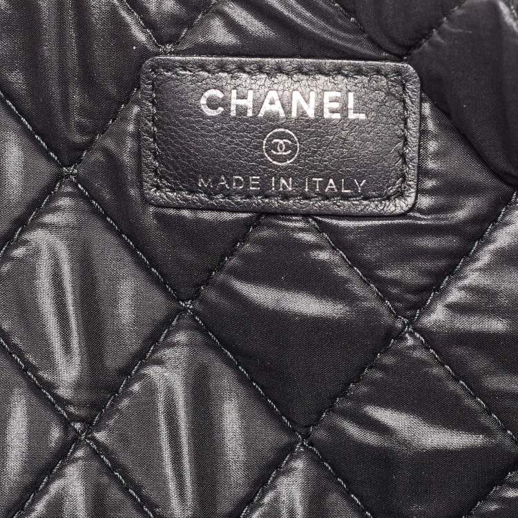 Pre Owned Chanel Black/Grey Quilted Nylon Fluo Boy O-Case Pouch