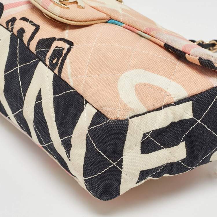 Pre Owned Chanel Multicolor Eiffel Tower Print Quilted Canvas Small Flap Bag