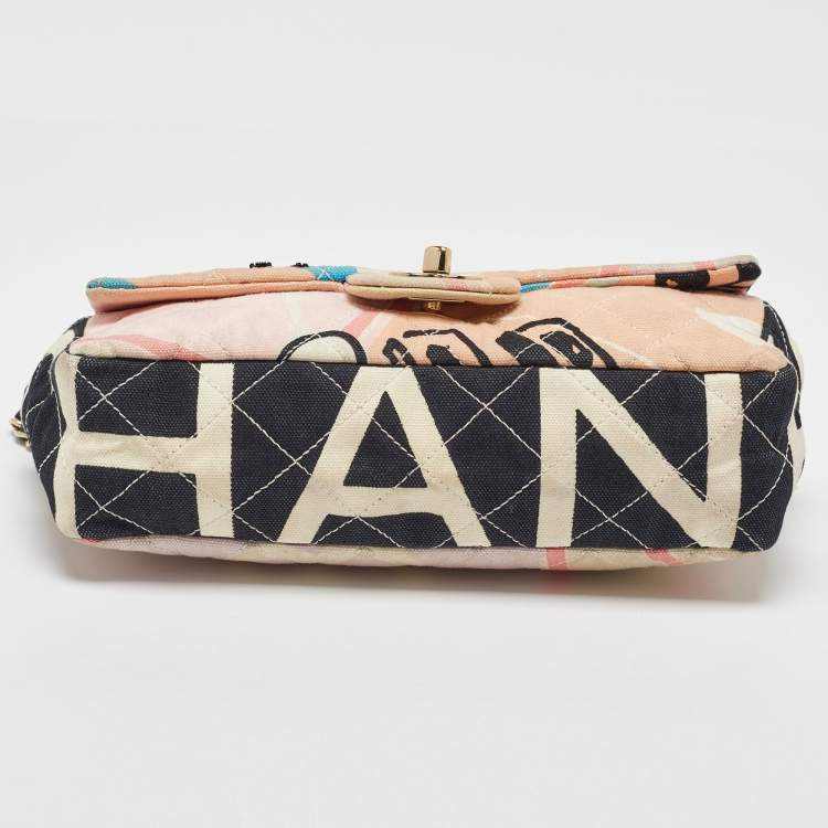 Pre Owned Chanel Multicolor Eiffel Tower Print Quilted Canvas Small Flap Bag