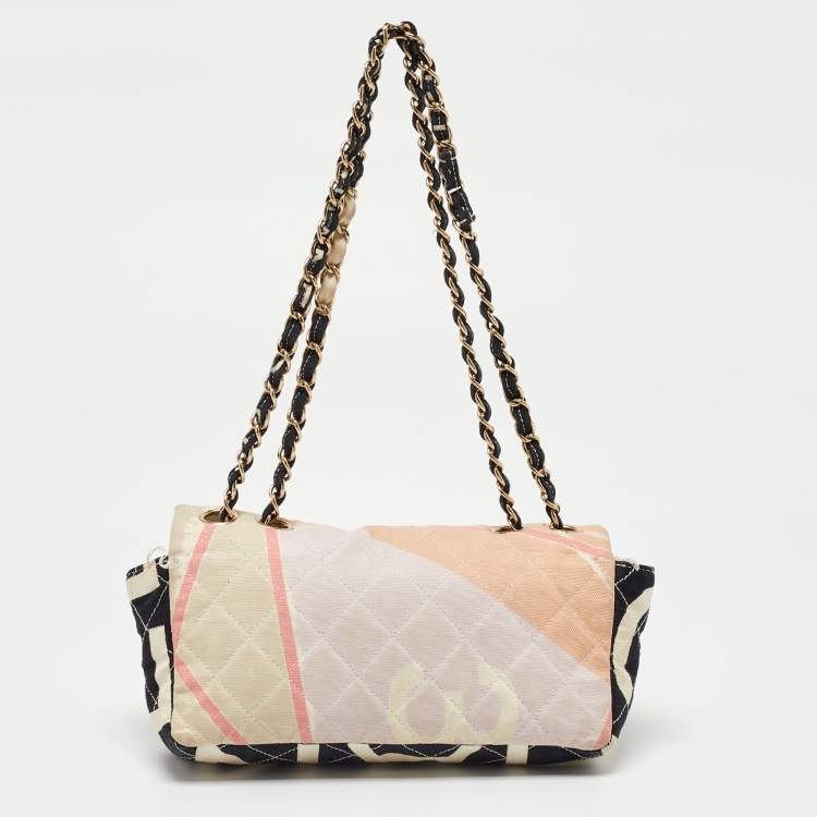 Pre Owned Chanel Multicolor Eiffel Tower Print Quilted Canvas Small Flap Bag