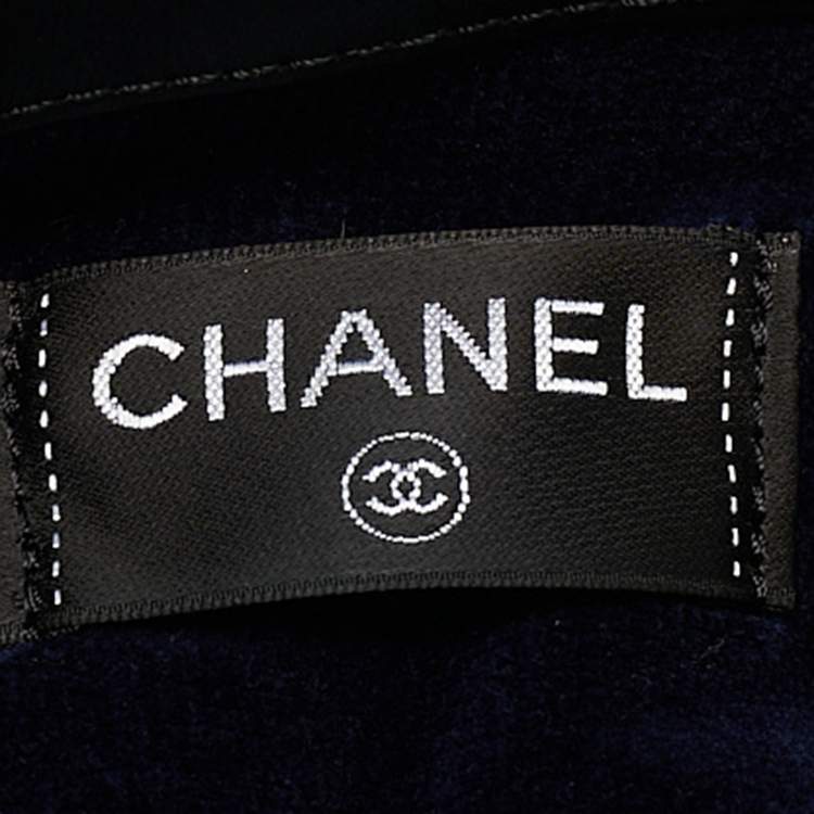 Pre Owned Chanel Navy Blue Quilted Terry Cloth CC Beach Tote