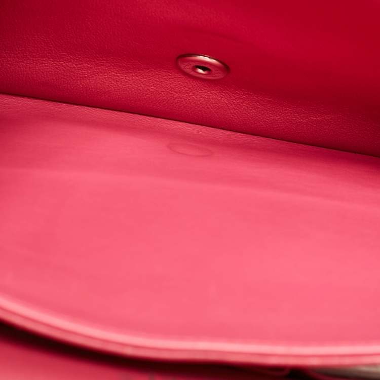Pre Owned Chanel Pink Quilted Patent Leather Maxi Classic Double Flap Bag