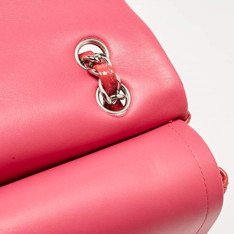 Pre Owned Chanel Pink Quilted Patent Leather Maxi Classic Double Flap Bag