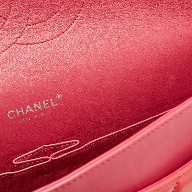 Pre Owned Chanel Pink Quilted Patent Leather Maxi Classic Double Flap Bag