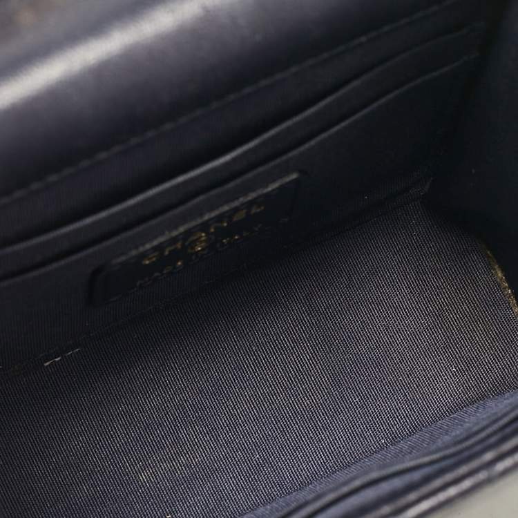 Pre Owned Chanel Navy Blue Quilted Leather Micro Trendy CC Clutch