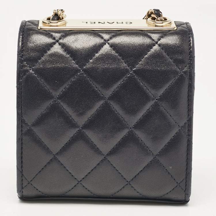 Pre Owned Chanel Navy Blue Quilted Leather Micro Trendy CC Clutch