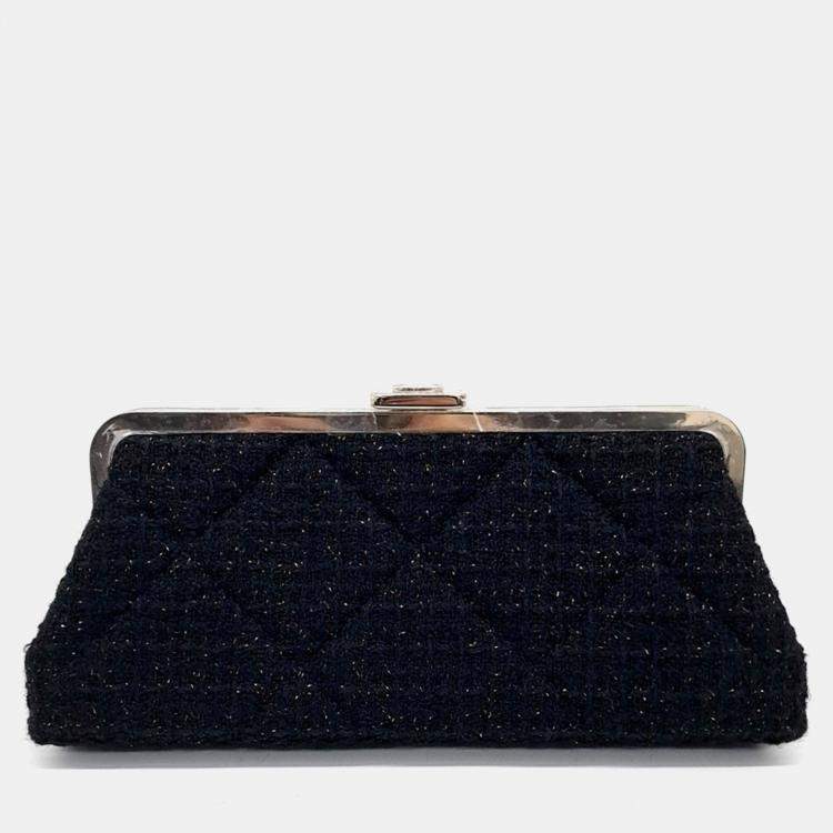 Pre Owned Chanel Black Tweed Chanel Clutch bag