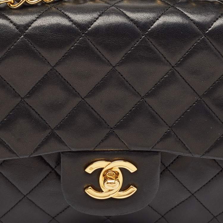 Pre Owned Chanel Black Quilted Leather Small Classic Double Flap Bag