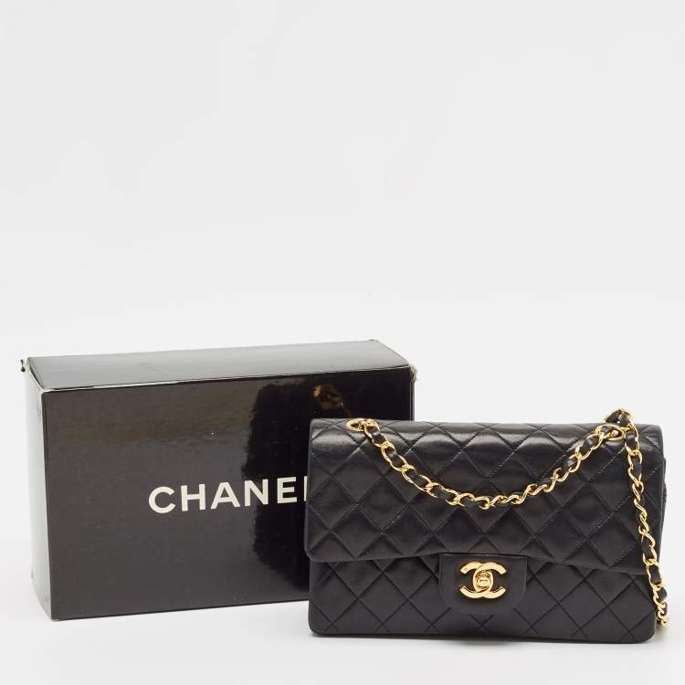 Pre Owned Chanel Black Quilted Leather Small Classic Double Flap Bag