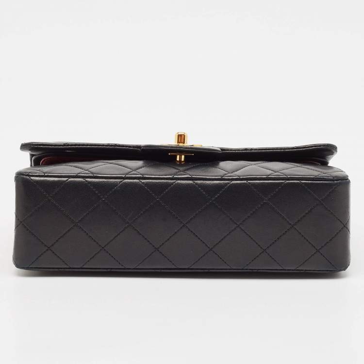 Pre Owned Chanel Black Quilted Leather Small Classic Double Flap Bag