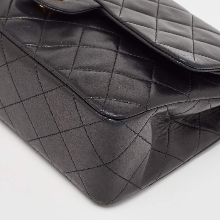 Pre Owned Chanel Black Quilted Leather Small Classic Double Flap Bag