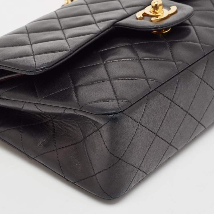 Pre Owned Chanel Black Quilted Leather Small Classic Double Flap Bag