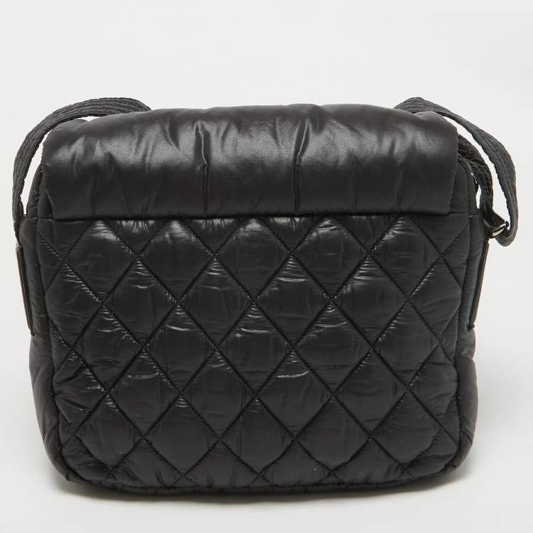 Pre Owned Chanel Black Quilted Nylon Small Coco Cocoon Messenger Bag