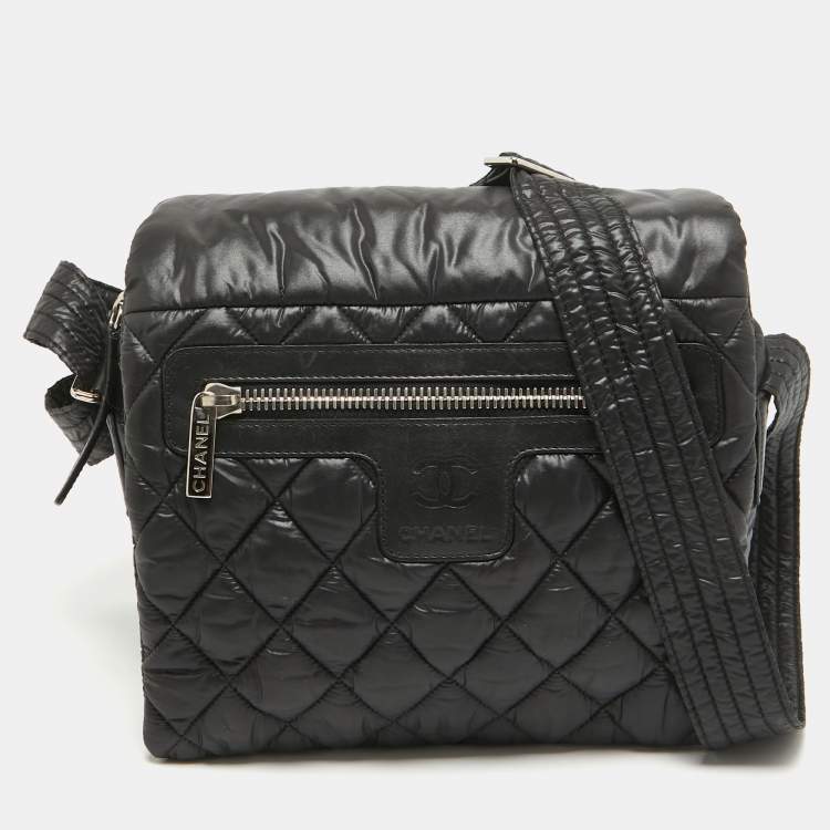 Pre Owned Chanel Black Quilted Nylon Small Coco Cocoon Messenger Bag