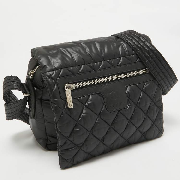 Pre Owned Chanel Black Quilted Nylon Small Coco Cocoon Messenger Bag