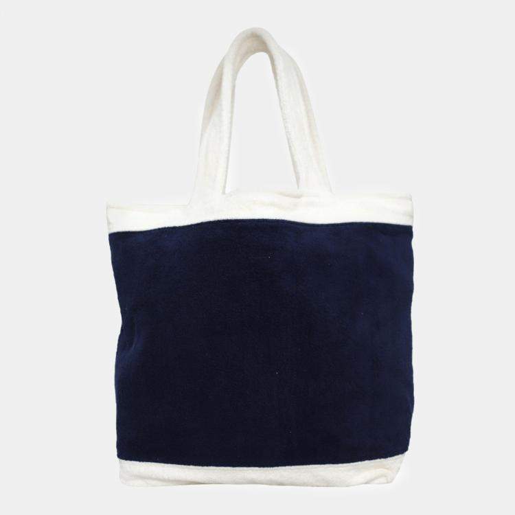 Pre Owned Chanel Terry Cotton CC Beach Tote Bag