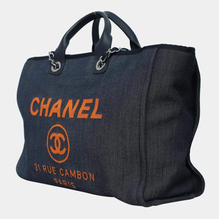 Pre Owned Chanel Denim Large Deauville Tote Bag