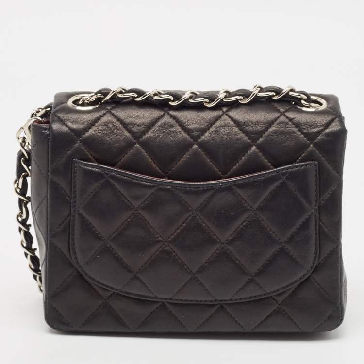 Pre Owned Chanel Black Quilted Leather Mini Square Classic Flap Bag
