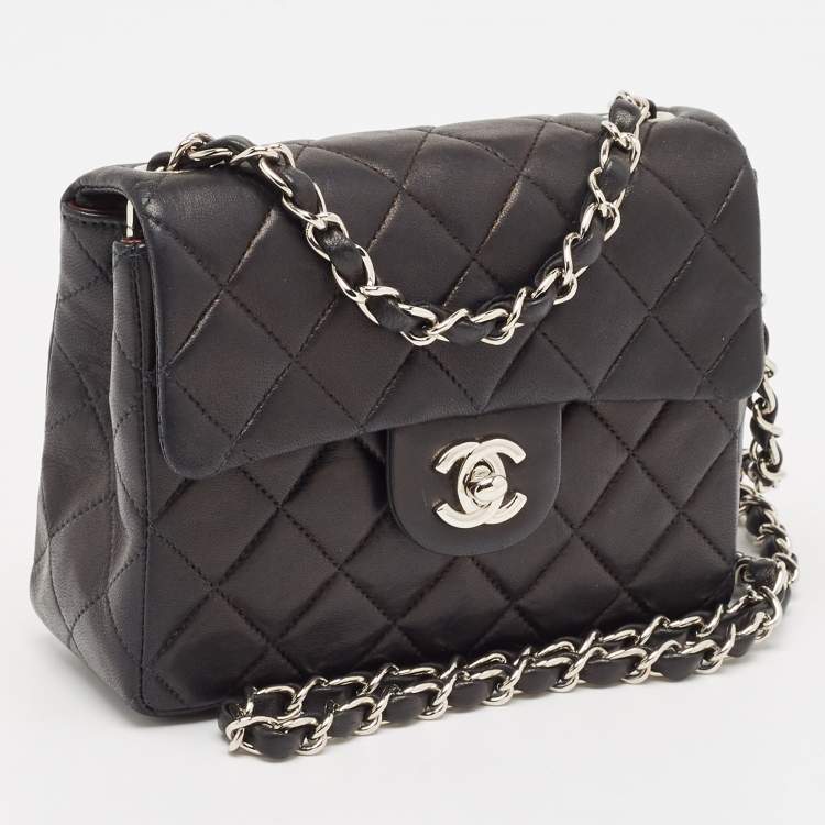 Pre Owned Chanel Black Quilted Leather Mini Square Classic Flap Bag