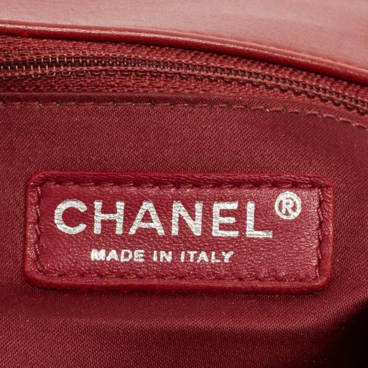 Pre Owned Chanel Dark Red Vertical Stitch Leather Jumbo Single Flap Bag