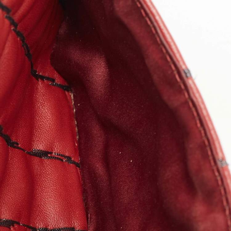 Pre Owned Chanel Dark Red Vertical Stitch Leather Jumbo Single Flap Bag