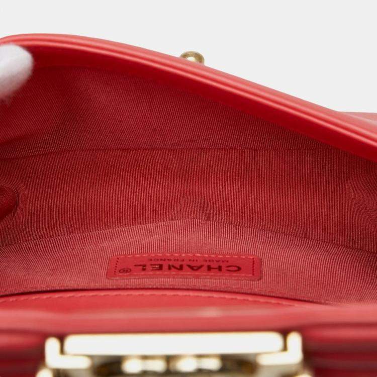 Pre Owned Chanel Pink White Multicolor Tweed Leather Boy Coco Mark Chain Shoulder Bag