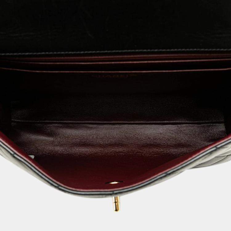 Pre Owned Chanel Black Lambskin Matelasse Coco Mark Flap Bag