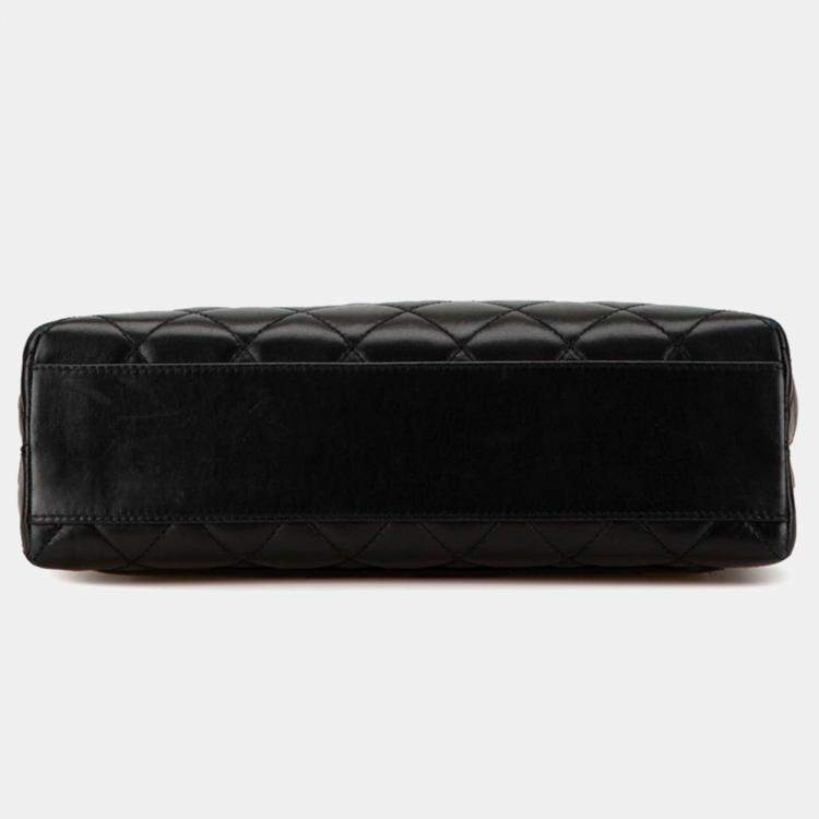 Pre Owned Chanel Black Lambskin Matelasse Coco Mark Flap Bag
