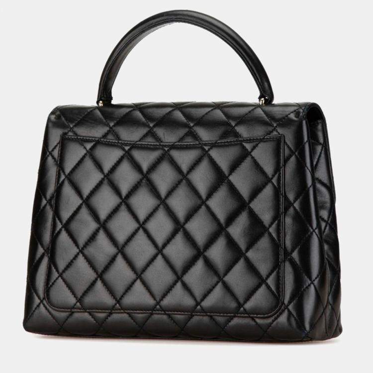 Pre Owned Chanel Black Lambskin Matelasse Coco Mark Flap Bag