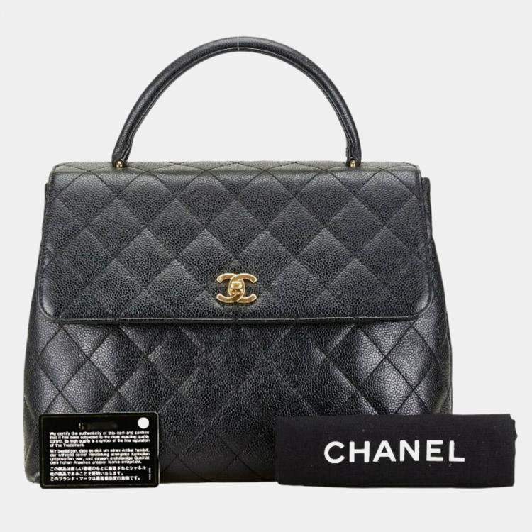 Pre Owned Chanel Black Caviar Skin Matelasse Coco Mark Handbag