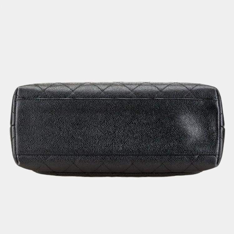 Pre Owned Chanel Black Caviar Skin Matelasse Coco Mark Handbag