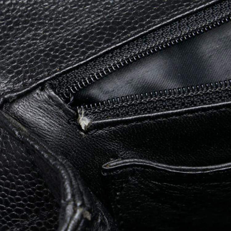 Pre Owned Chanel Black Caviar Skin Matelasse Coco Mark Handbag