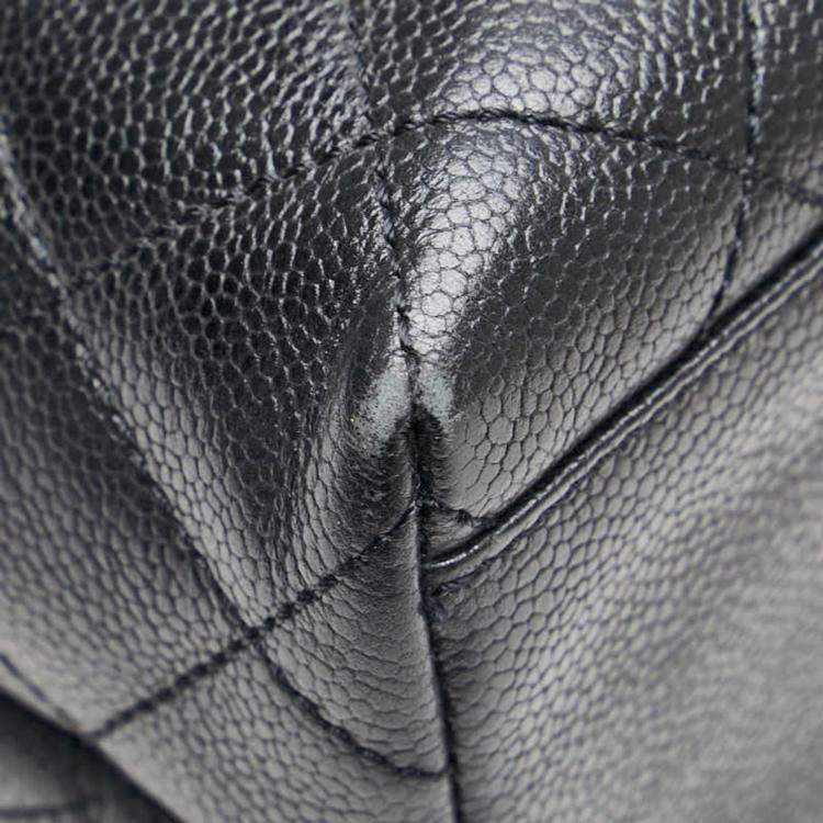 Pre Owned Chanel Black Caviar Skin Matelasse Coco Mark Handbag