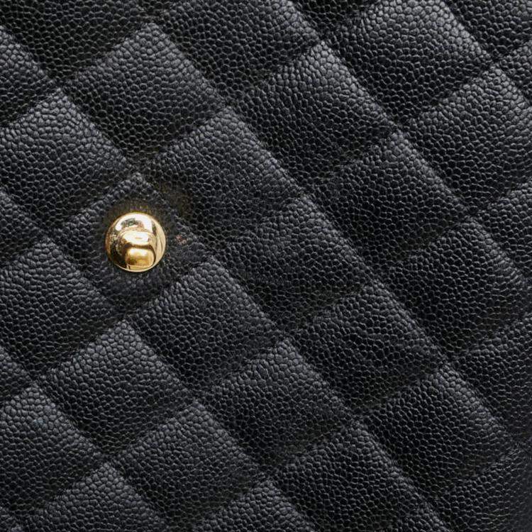 Pre Owned Chanel Black Caviar Skin Matelasse Coco Mark Handbag