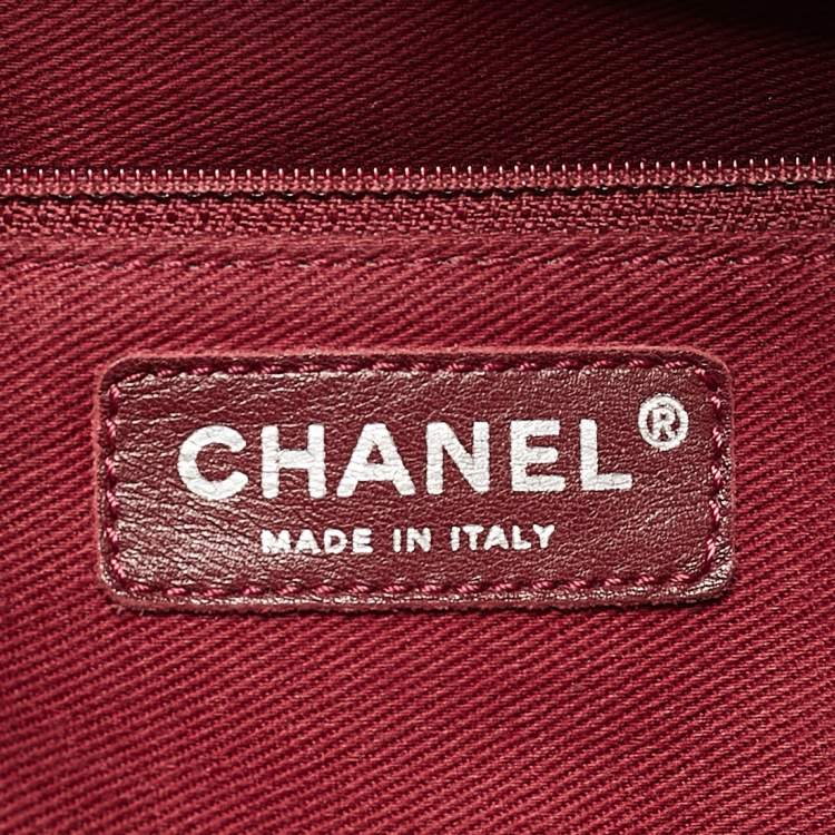 Pre Owned Chanel Dark Red Quilted Caviar Leather CC Timeless Soft Tote