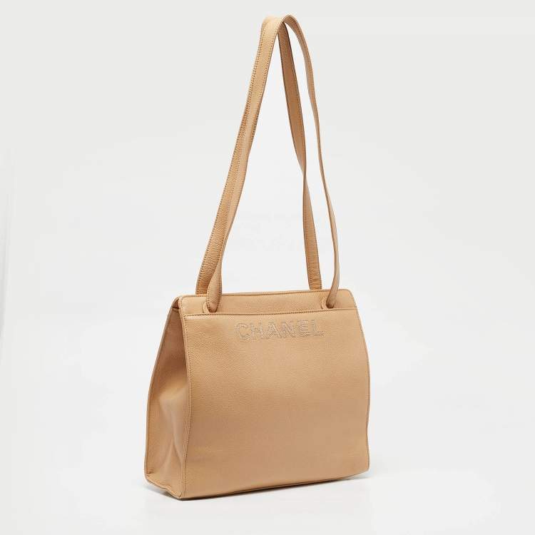 Pre Owned Chanel Beige Caviar Leather Vintage Tote
