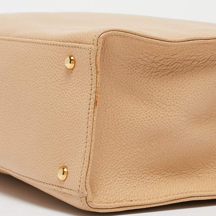 Pre Owned Chanel Beige Caviar Leather Vintage Tote