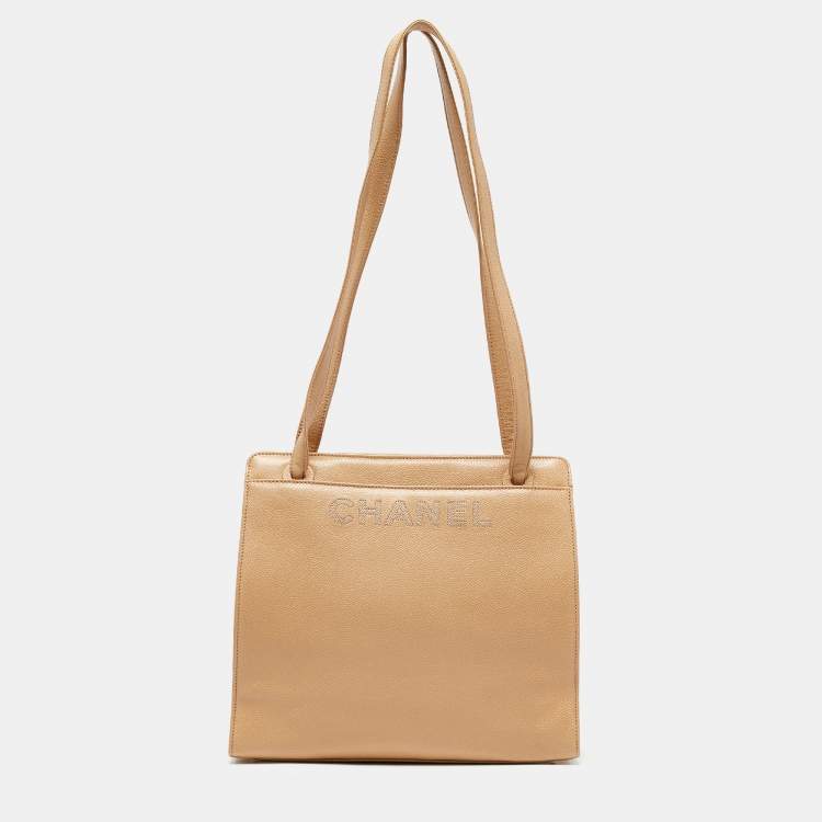 Pre Owned Chanel Beige Caviar Leather Vintage Tote