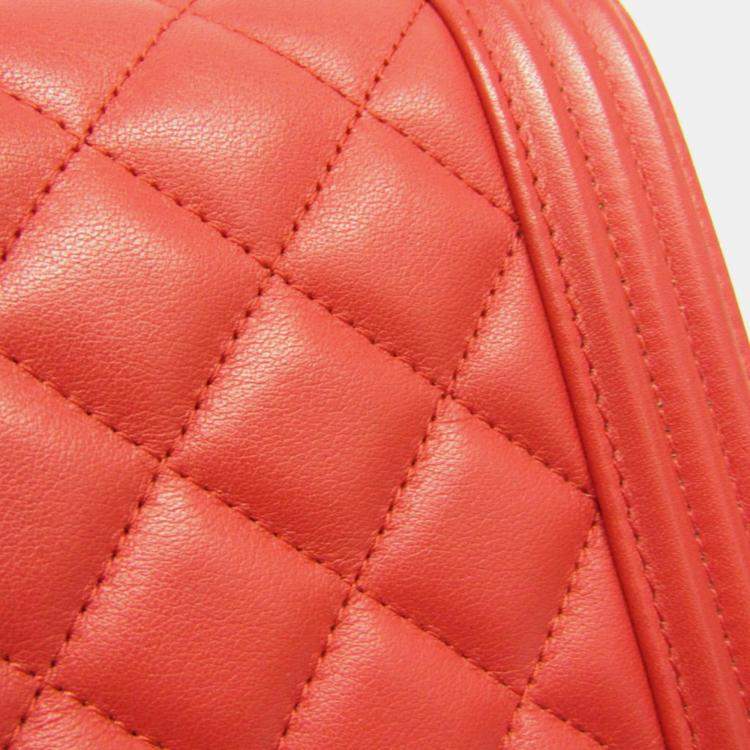Pre Owned Chanel Red Boy Chanel Leather Shoulder Bag